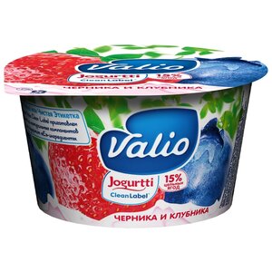 Йогурт Valio с цельными ягодами клубника черника 2.6%, 180 г (фото modal nav 1)