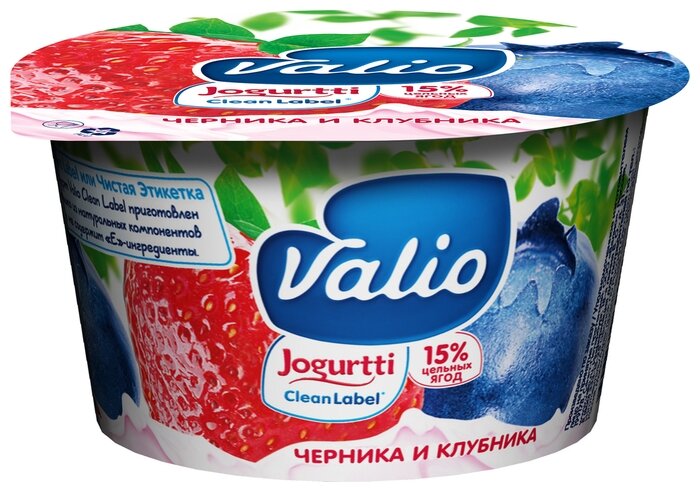 Йогурт Valio с цельными ягодами клубника черника 2.6%, 180 г (фото modal 1)