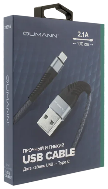 Кабель Qumann USB - USB Type C 1 м (фото modal 7)