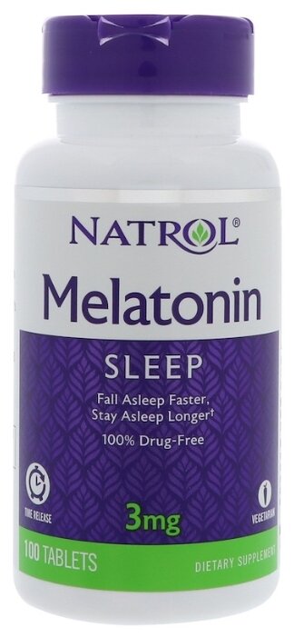 Мелатонин Natrol Melatonin 3 mg Time Release (100 таблеток) (фото modal 1)
