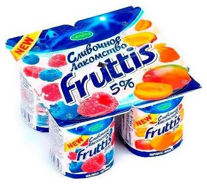Йогуртный продукт Fruttis малина черника/абрикос манго 5%, 115 г (фото modal 1)