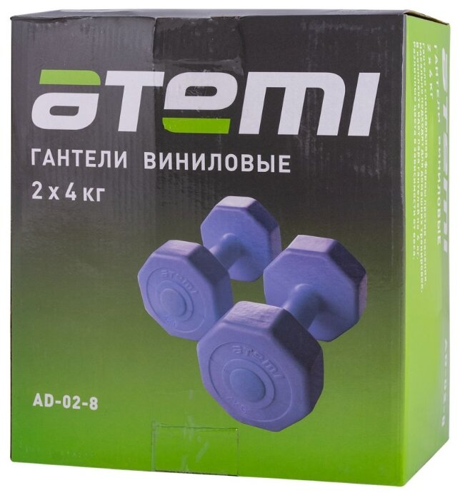 Набор гантелей цельнолитых ATEMI AD-02-8 2x4 кг (фото modal 2)