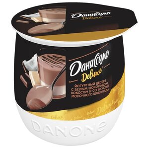 Десерт Даниссимо Deluxe йогуртный с белым шоколадом, кокосом и со вкусом молочного шоколада 5.2%, 160 г (фото modal nav 1)