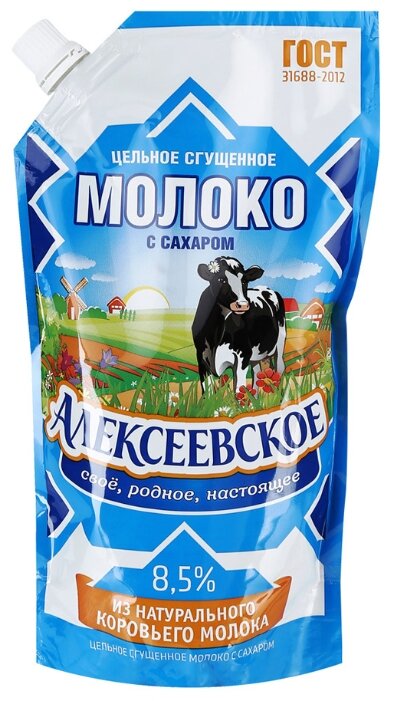 Сгущенное молоко Алексеевское цельное с сахаром 8.5%, 650 г (фото modal 1)