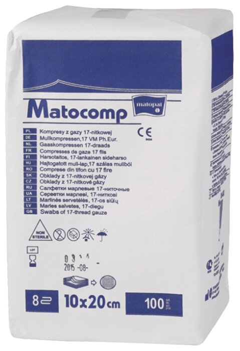 Matopat салфетки марлевые нестерильные 8-слойные 17-нит. Matocomp (фото modal 3)