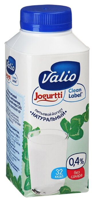 Питьевой йогурт Valio натуральный 0.4%, 330 г (фото modal 1)