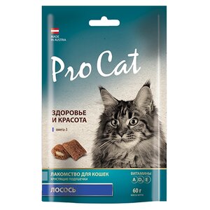 Лакомство для кошек Pro Cat подушечки Здоровье и красота лосось (фото modal nav 1)