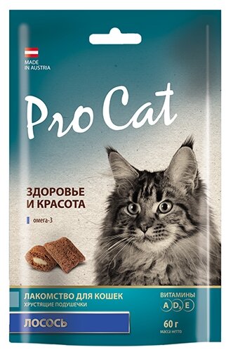 Лакомство для кошек Pro Cat подушечки Здоровье и красота лосось (фото modal 1)