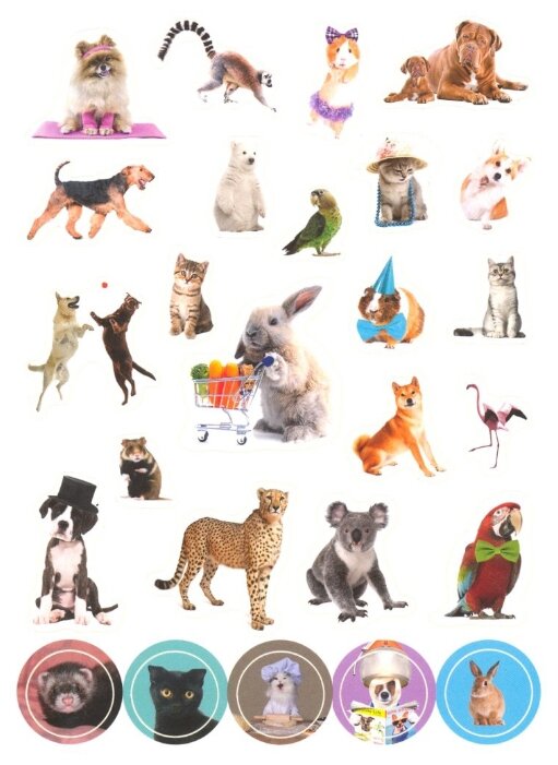 Проф-Пресс Набор 100 наклеек Забавные животные (фото modal 2)
