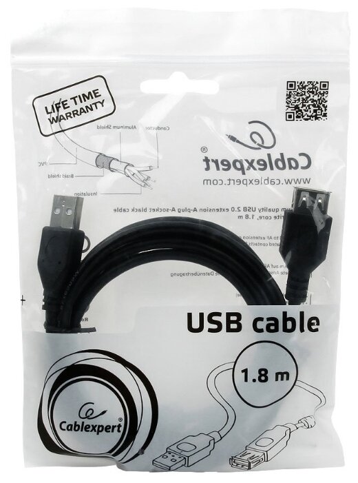 Удлинитель Cablexpert USB - USB (CCF-USB2-AMAF-6) 1.8 м (фото modal 3)