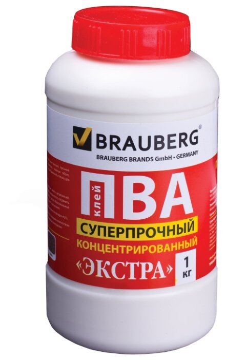 BRAUBERG Клей ПВА суперпрочный концентрированный Экстра 600984 1 кг (фото modal 1)
