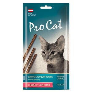 Лакомство для кошек Pro Cat мясные палочки Индейка и ягненок (фото modal nav 1)