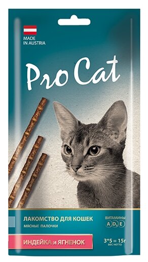 Лакомство для кошек Pro Cat мясные палочки Индейка и ягненок (фото modal 1)
