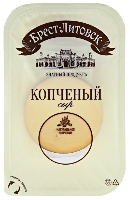Сыр Брест-Литовск плавленый Копченый, нарезка 40% (фото modal 1)