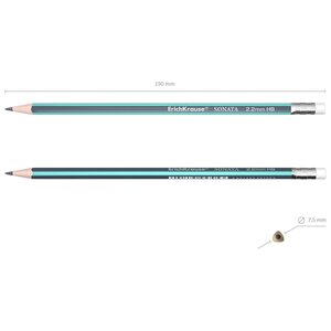 ErichKrause Набор чернографитных трехгранных карандашей с ластиком Sonata HB 12 шт (45616) (фото modal nav 5)