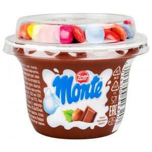 Десерт Monte Молочный c шоколадом и лесными орехами с драже 13.7%, 70 г (фото modal nav 1)