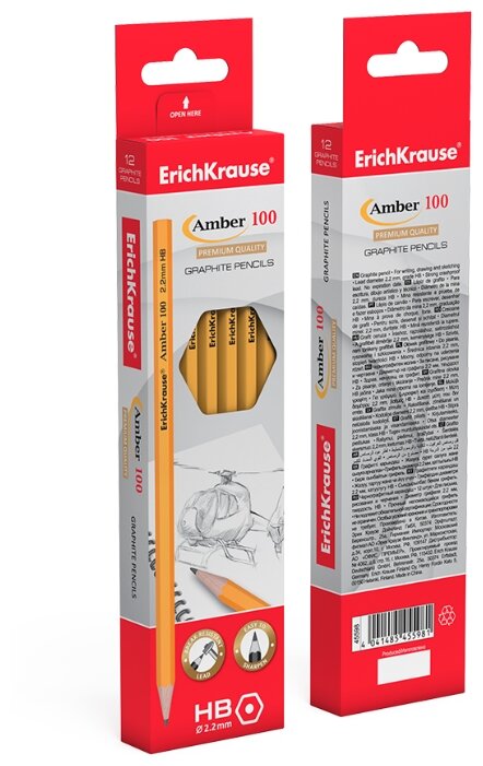 ErichKrause Набор чернографитных шестигранных карандашей Amber 100 HB 12 шт (45598 ) (фото modal 3)