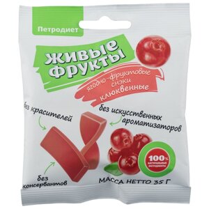 Снэки ягодно-фруктовые Петродиет Живые фрукты клюквенные 35 г (фото modal nav 1)