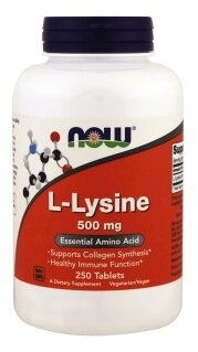 Аминокислота NOW L-Lysine 500 mg (250 таблеток) (фото modal 1)