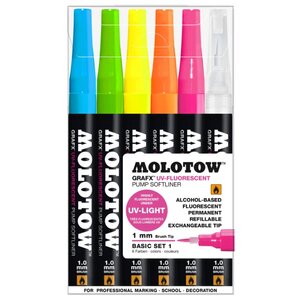 Molotow Набор маркеров Grafx UV-Fluorescent Basic set 1, 6 шт. (200471) (фото modal nav 1)