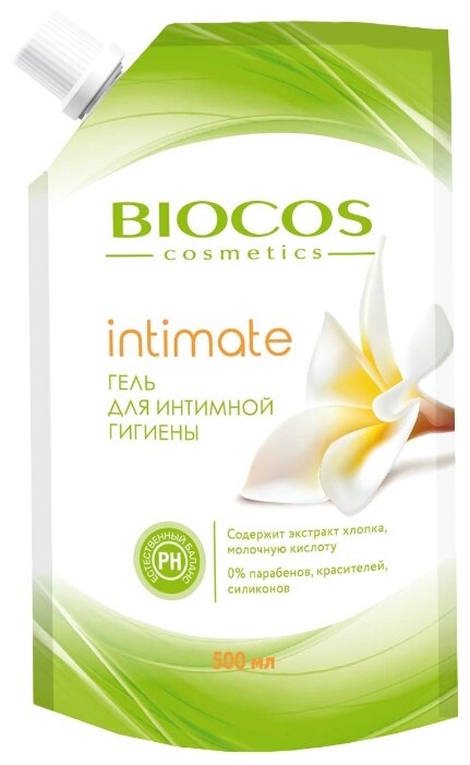 BioCos Гель для интимной гигиены с экстрактом хлопка и молочной кислотой, 500мл (фото modal 1)