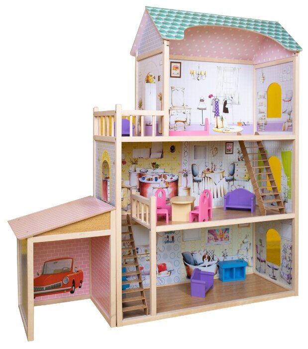 SunnyToy кукольный домик Алина с гаражом (фото modal 1)