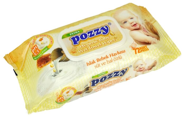 Влажные салфетки Pozzy с экстрактом молока и меда (фото modal 1)