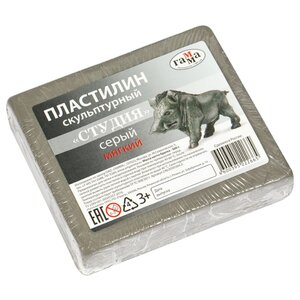 Пластилин ГАММА Студия мягкий серый 500 г (2.80.Е050.004.2) (фото modal nav 1)