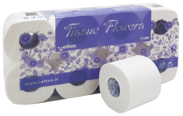 Туалетная бумага Celtex Tissue Flowers трехслойная белая (фото modal 1)