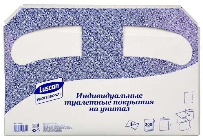 Покрытия на унитаз Luscan 1/2 сложения 200 шт. (фото modal 1)