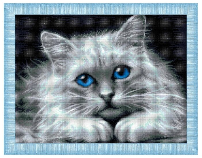 Алмазная живопись Набор алмазной вышивки Голубоглазая кошка (АЖ-1761) 40х30 см (фото modal 1)