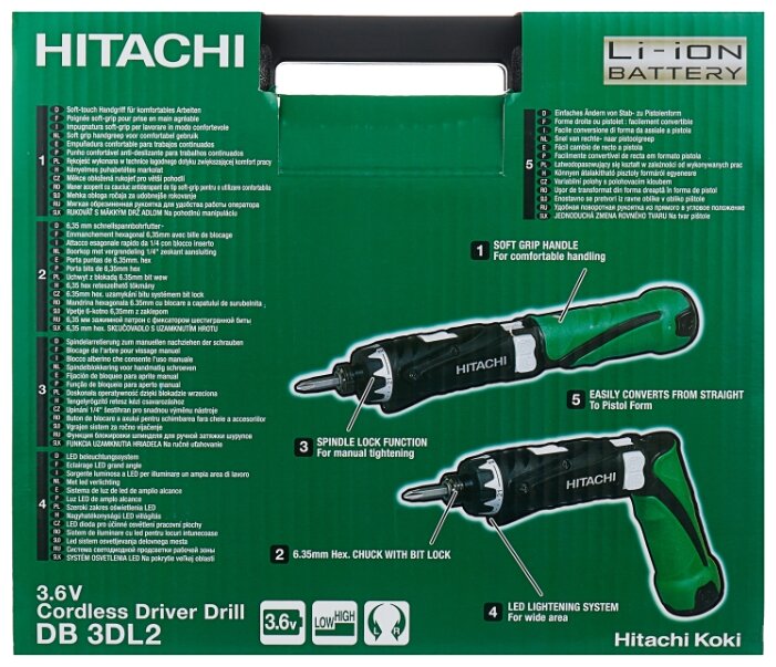 Аккумуляторная отвертка Hitachi DB3DL2 (фото modal 10)