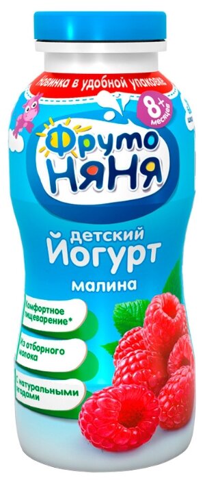 Йогурт питьевой ФрутоНяня с инулином малина (с 8-ми месяцев) 2.5%, 0.2 л (фото modal 1)