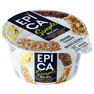 Йогурт EPICA Simple Ваниль - злаки - лен - отруби 1.7%, 130 г (фото modal nav 1)