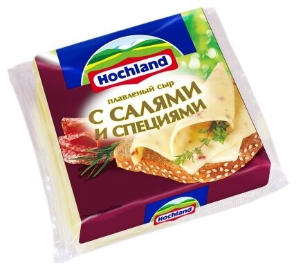 Сыр Hochland плавленый с салями и специями 8 ломтиков 40% (фото modal 1)