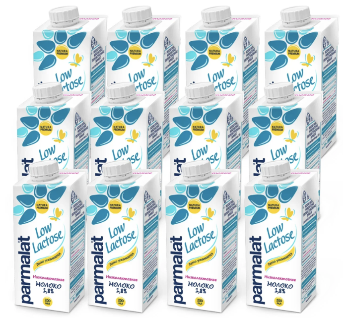 Молоко Parmalat Natura Premium Low Lactose ультрапастеризованное низколактозное 12 шт. 1.8%, 12 шт. по 0.2 л (фото modal 1)