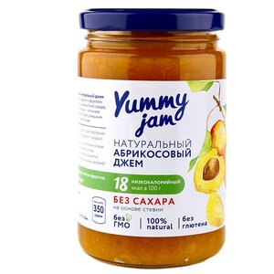 Джем Yummy jam натуральный абрикосовый без сахара, банка 350 г (фото modal nav 1)