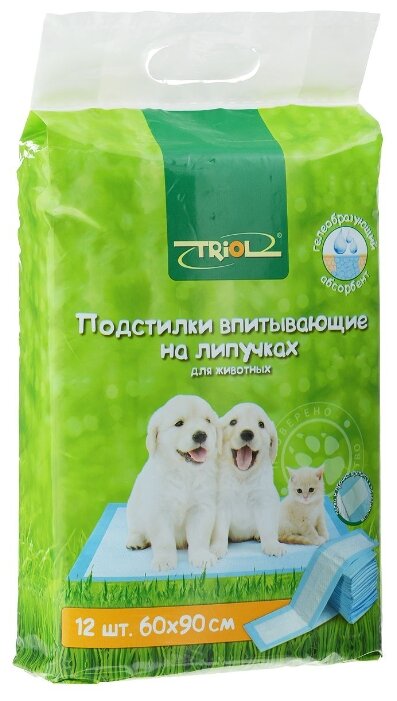 Пеленки для собак впитывающие Triol на липучках 30551007 90х60 см (фото modal 1)
