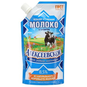 Сгущенное молоко Алексеевское цельное с сахаром 8.5%, 270 г (фото modal nav 1)