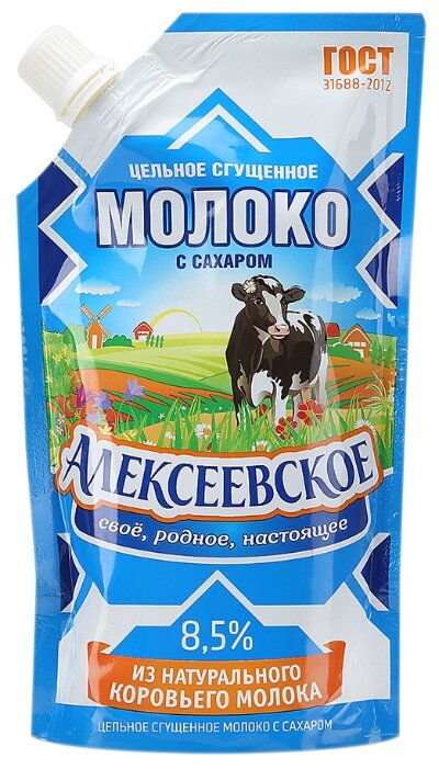 Сгущенное молоко Алексеевское цельное с сахаром 8.5%, 270 г (фото modal 1)