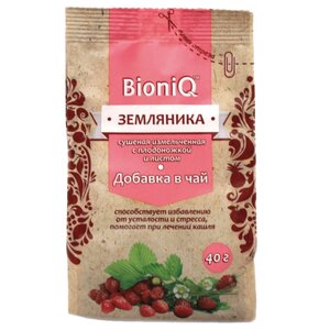 Земляника BioniQ сушеная измельченная с плодоножкой и листом, 40 г (фото modal nav 1)