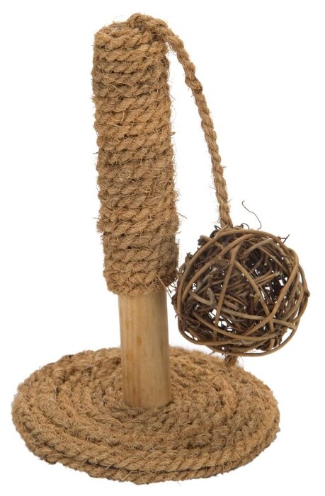 Игрушка для грызунов Beeztees Подставка-столбик из кокосовой веревки с мячиком 9x9x16,5 см (фото modal 1)
