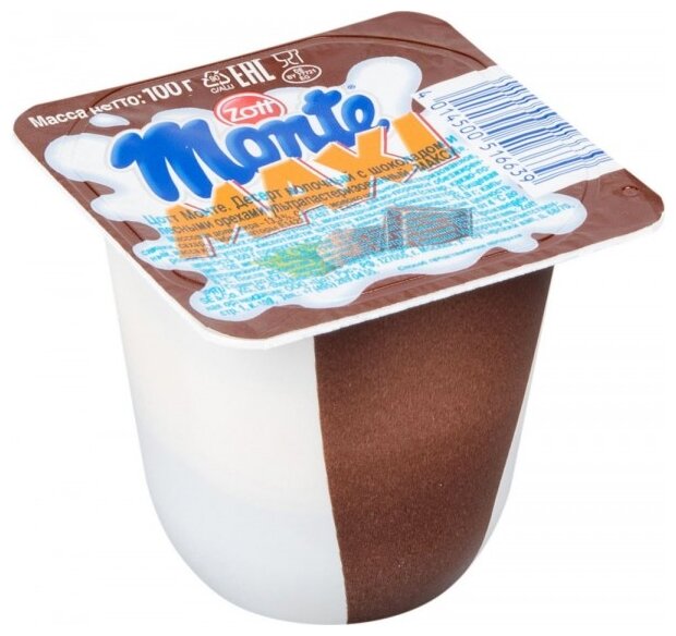 Десерт Monte maxi Молочный с шоколадом и лесными орехами 13.3%, 100 г (фото modal 1)