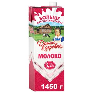 Молоко Домик в деревне ультрапастеризованное 3.2%, 1.412 л (фото modal nav 1)