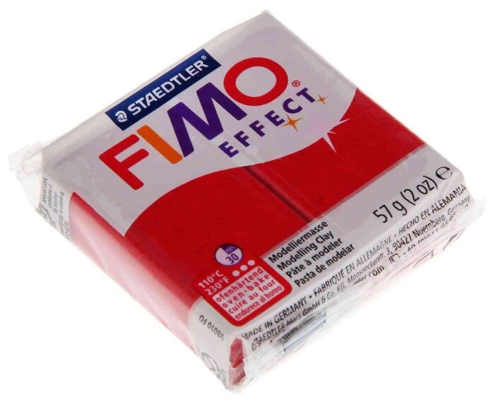 Полимерная глина FIMO Effect запекаемая красный с блестками (8020-202), 57 г (фото modal 1)