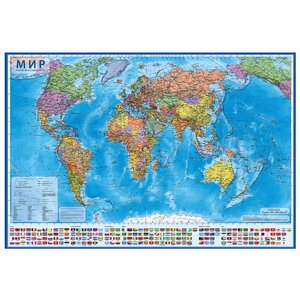 Globen Интерактивная карта Мир Политический 1:28 в тубусе (КН046) (фото modal nav 1)