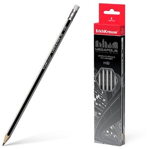 ErichKrause Набор чернографитных шестигранных карандашей с ластиком Megapolis HB 12 шт (32860) (фото modal nav 1)