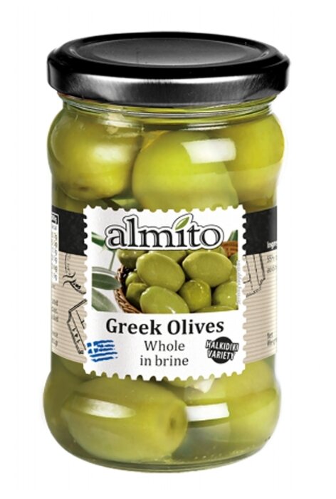 Almito Греческие оливки с косточкой в рассоле, стеклянная банка 310 г (фото modal 1)