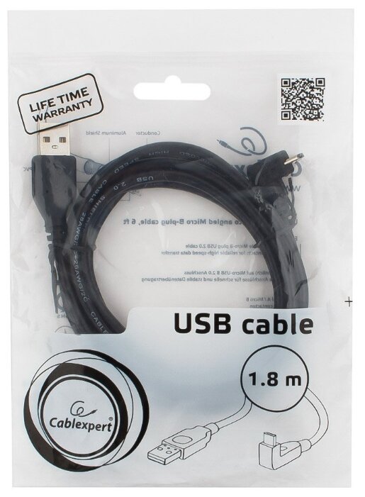 Кабель Cablexpert USB - microUSB (CCP-mUSB2-AMBM90-6) 1.8 м (фото modal 3)