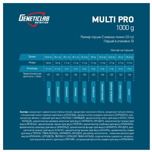 Протеин Geneticlab Nutrition Multi Pro (1000 г) (фото modal nav 11)